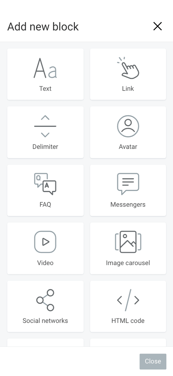 Taplink: Available blocks